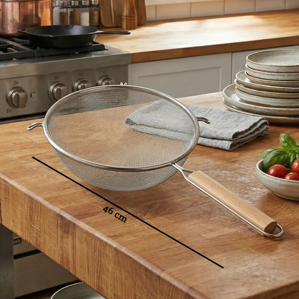 Zenigo Large Sieve With Wooden Handle