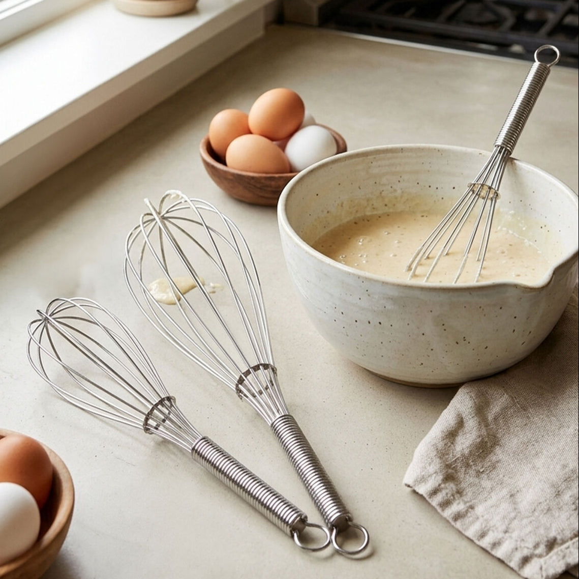 Set of 3 Karim Chrome Finish Whisks