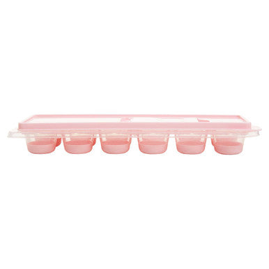 Arctic Pink Plastic Ice Cube Tray with Lid Makes 12 Cubes