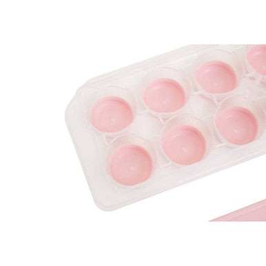 Arctic Pink Plastic Ice Cube Tray with Lid Makes 12 Cubes