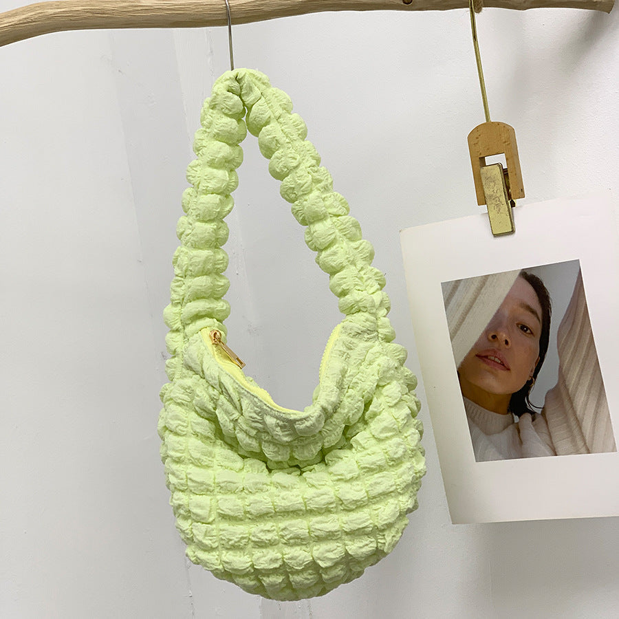 Women's Fashion Casual Solid Color Pleated Clouds Underarm Bag