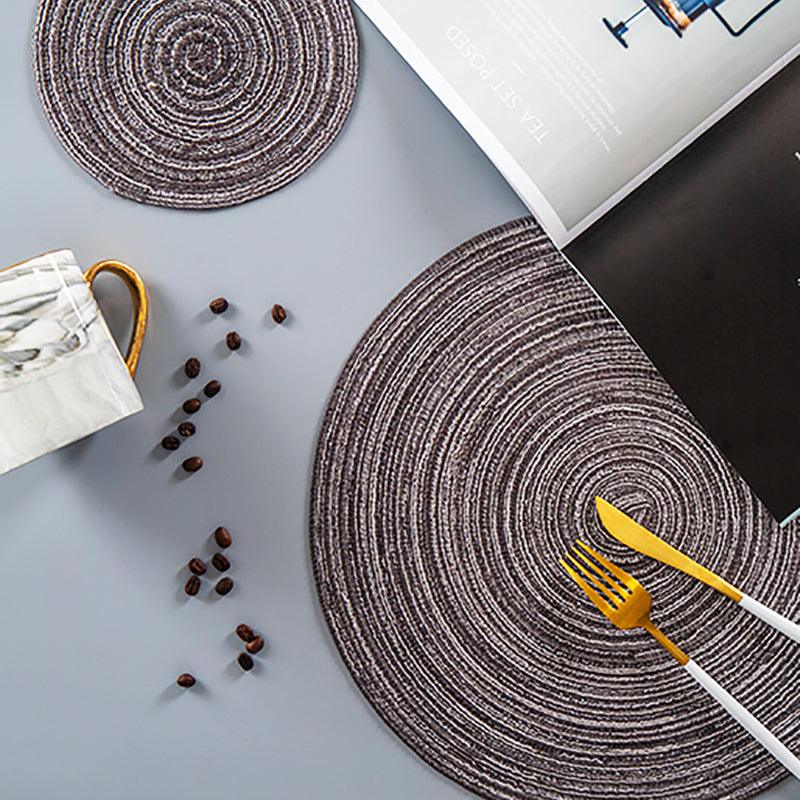 Round Braided Woven Placemats, Set of 4 Pieces