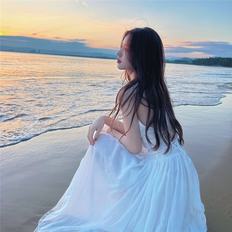 Super Fairy White Backless Suspender Dress Fairy Skirt