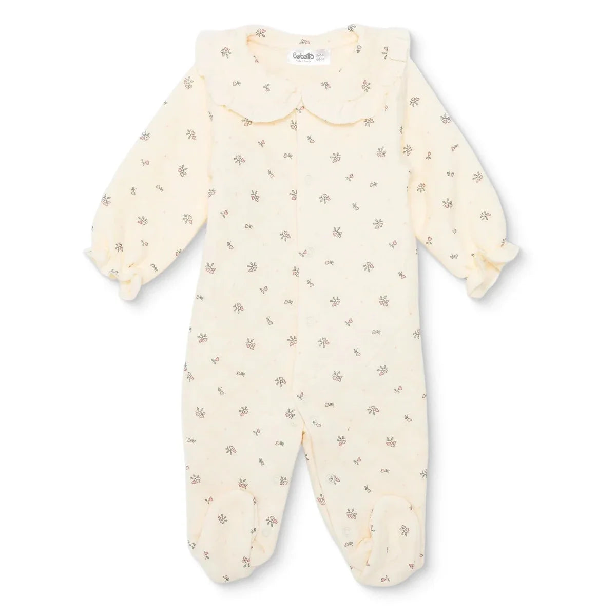 Bebetto Quilted Long Sleeve Baby Sleepsuit with Feet (Newborn to 6-9 Months)