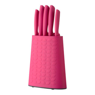 Living Colour 5 Piece Hot Pink Knife Block Set