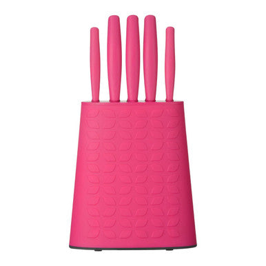 Living Colour 5 Piece Hot Pink Knife Block Set