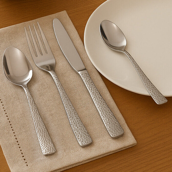Martello Hammered 24 Piece Cutlery Set