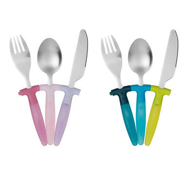 Kai Children's 3 Piece Blue and Yellow Cutlery Set
