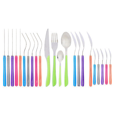 Zuma 24 Piece Multi Coloured Cutlery Set