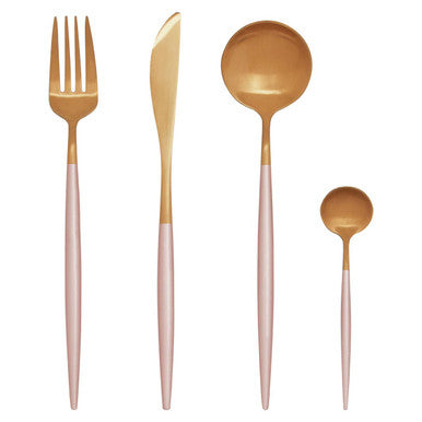 16 Piece Pink and Gold Finish Cutlery Set | Avie