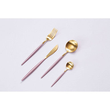16 Piece Pink and Gold Finish Cutlery Set | Avie