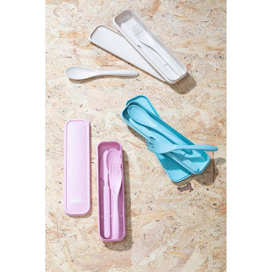 Pink 3 Piece Travel Cutlery Set | Mimo