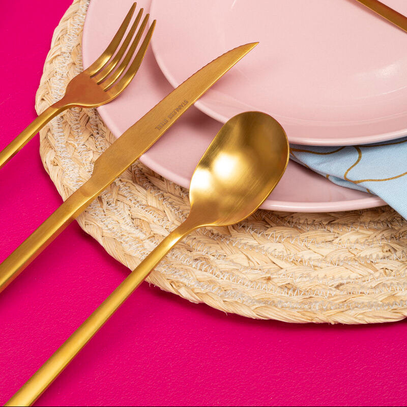 Avie 16 Piece Gold Finish Cutlery Set