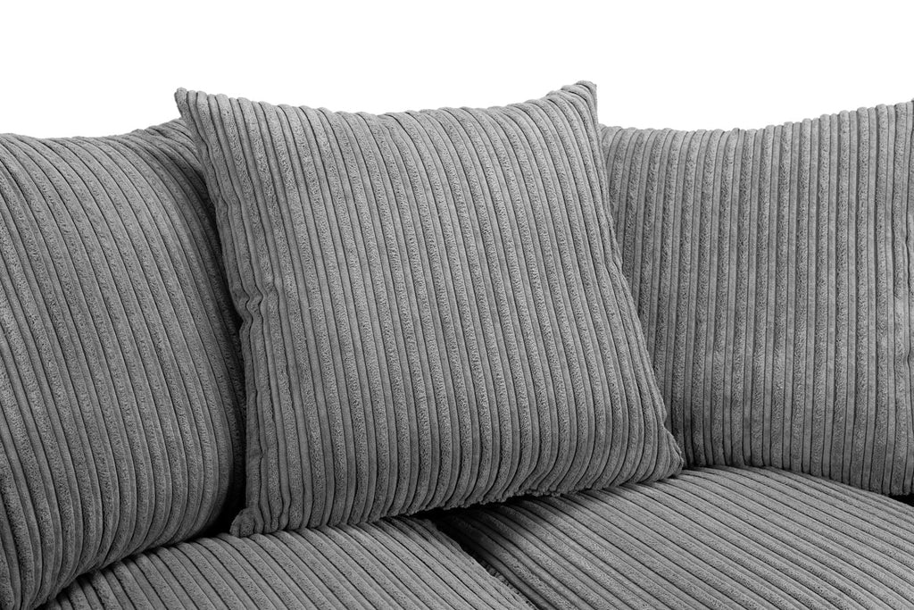 Harley Jumbo Cord Grey 3+2 Sofa Set: Removable Cushions, Wood Frame