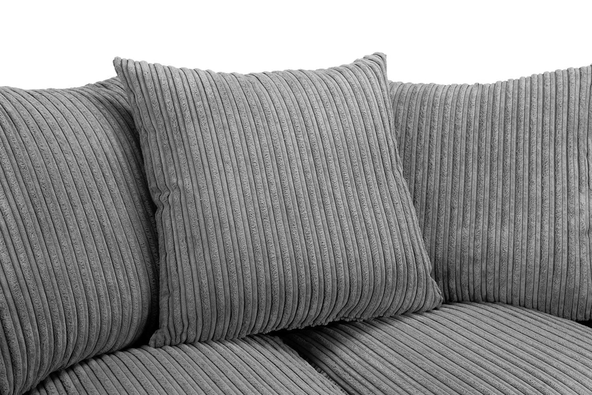 Harley Jumbo Cord Grey 3+2 Sofa Set: Removable Cushions, Wood Frame