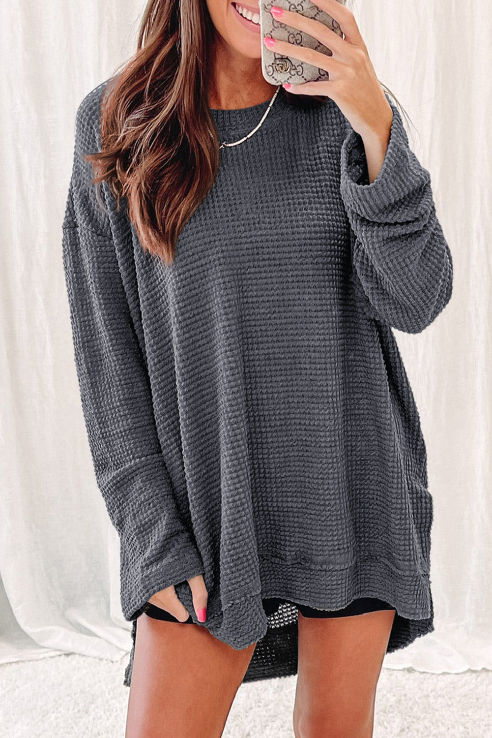 Moss Green Textured Knit Top | Plus Size Long Sleeve