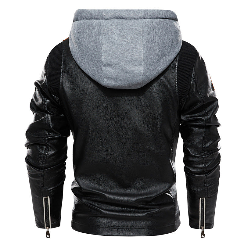 Solid Color Men's Leather Jacket 7901