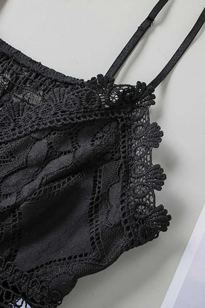 Black Crochet Lace Bralette Crop Top