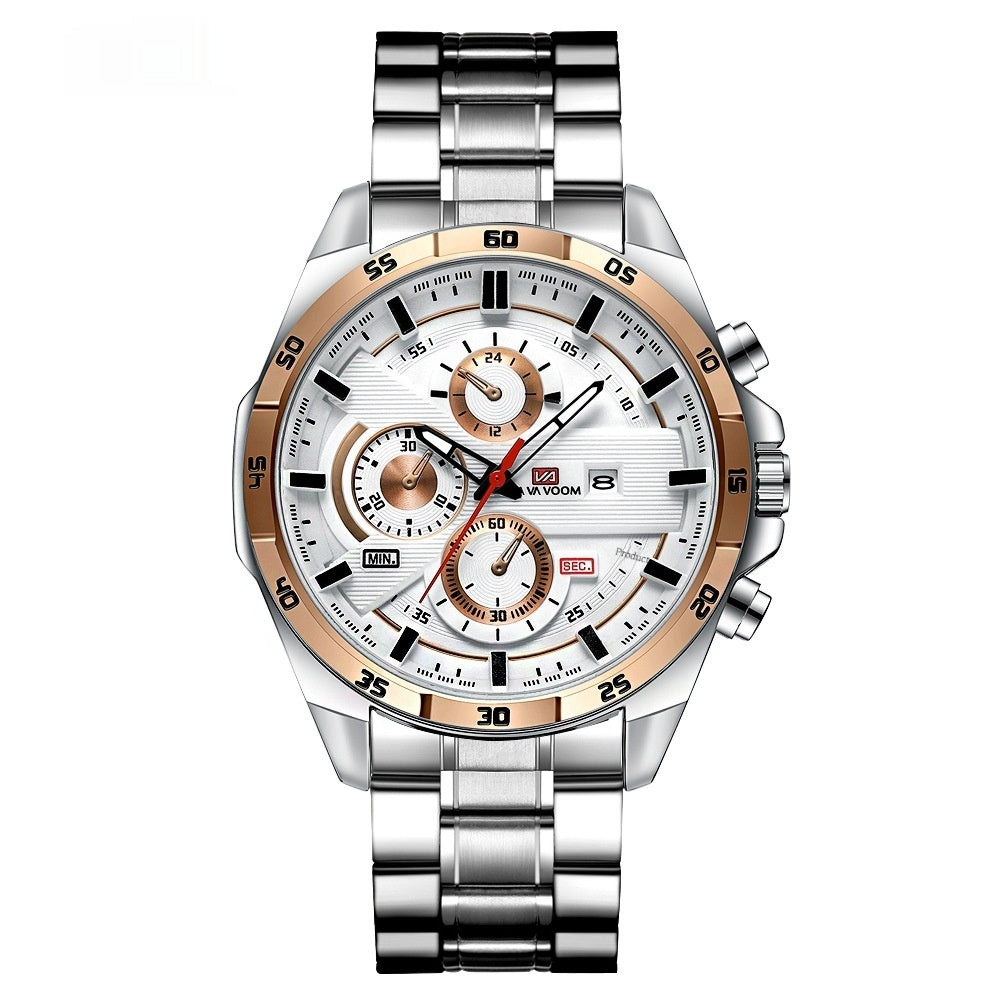 Men's Business Calendar Waterproof Quartz Watch - Multifunctional Casual Timepiece