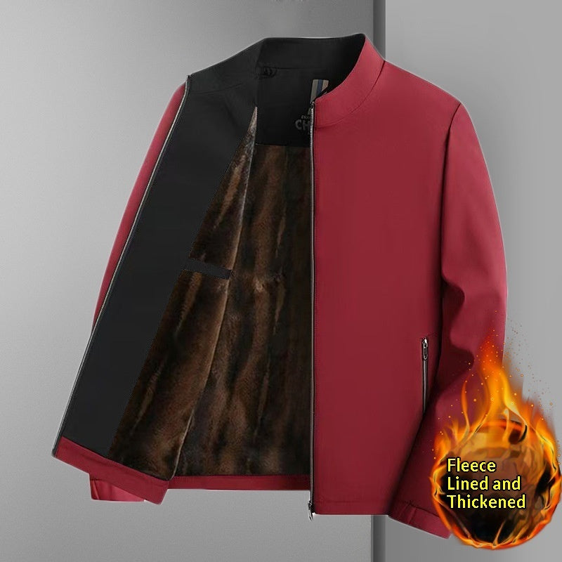 Business Casual Fleece Lined Jacket For Middle Aged