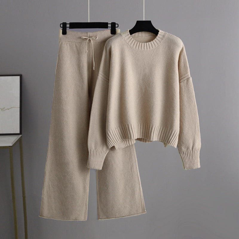 Fashionable Casual Knitted Pants Set For Women