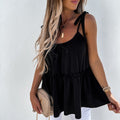 Women's Solid-color Patchwork Short-sleeve Camisole T-shirt