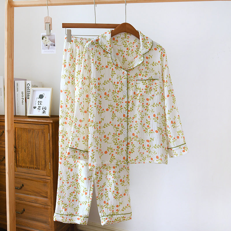 Pure Cotton Cardigan Long Sleeve Loose Home Wear Two-piece Set