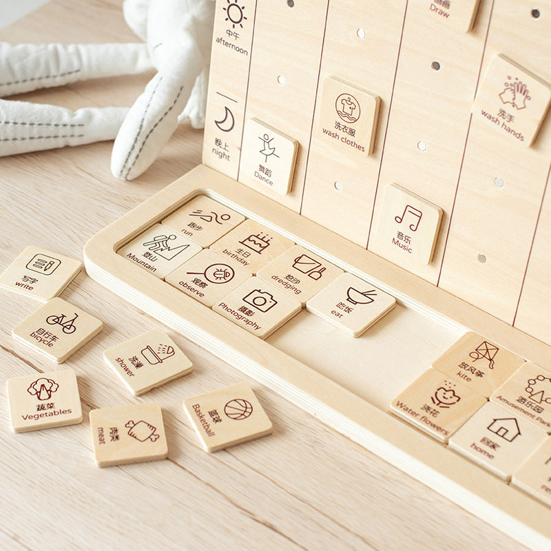 Children's Wooden Punch Card Multipurpose Daily Weekly Planner