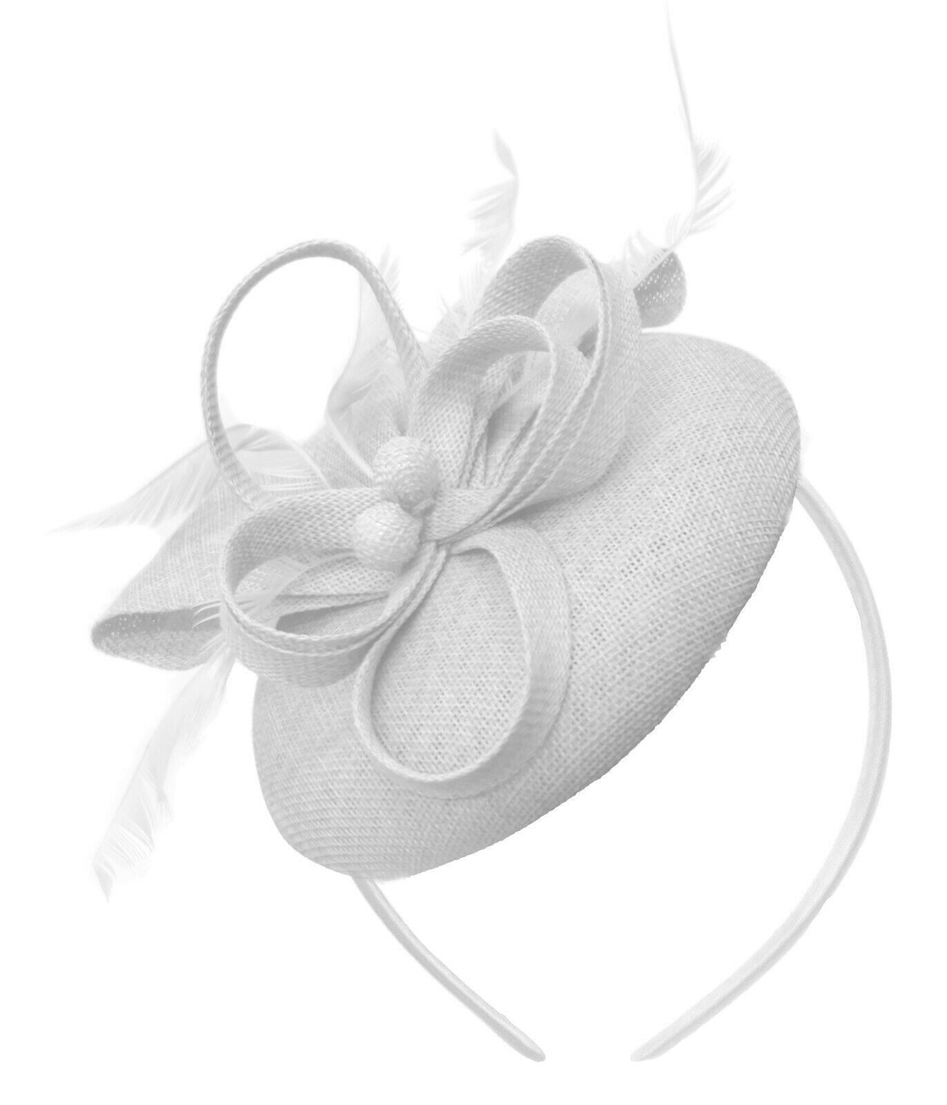 Round Pillbox Bow Sinamay Headband Fascinator Weddings Ascot Hatinator Races