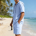 Mens Loose, Breathable Linen Hooded Casual Set