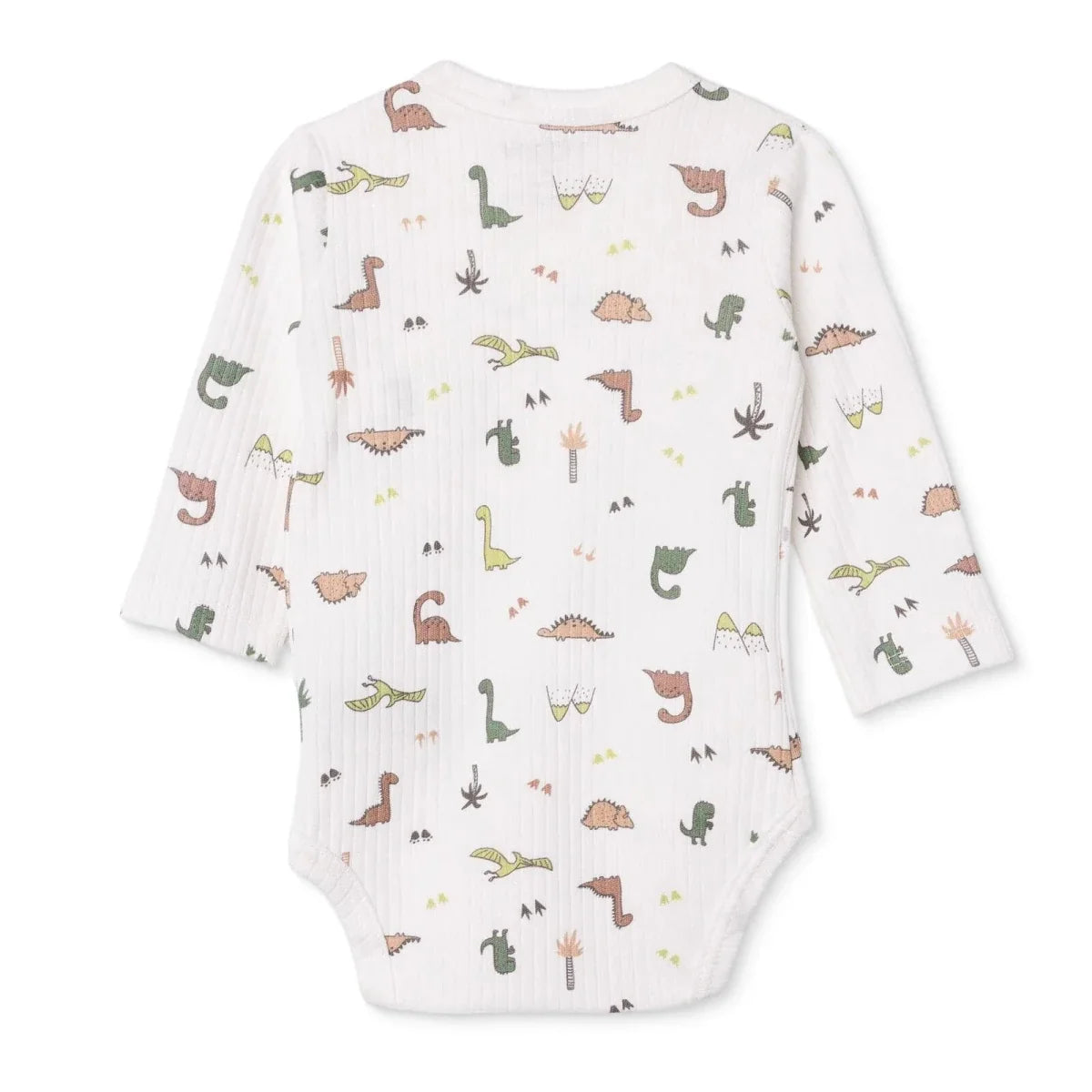 Tiffany Boys Bodysuit Dinosaur with Poppers V-Neck Long Sleeve - Ecru
