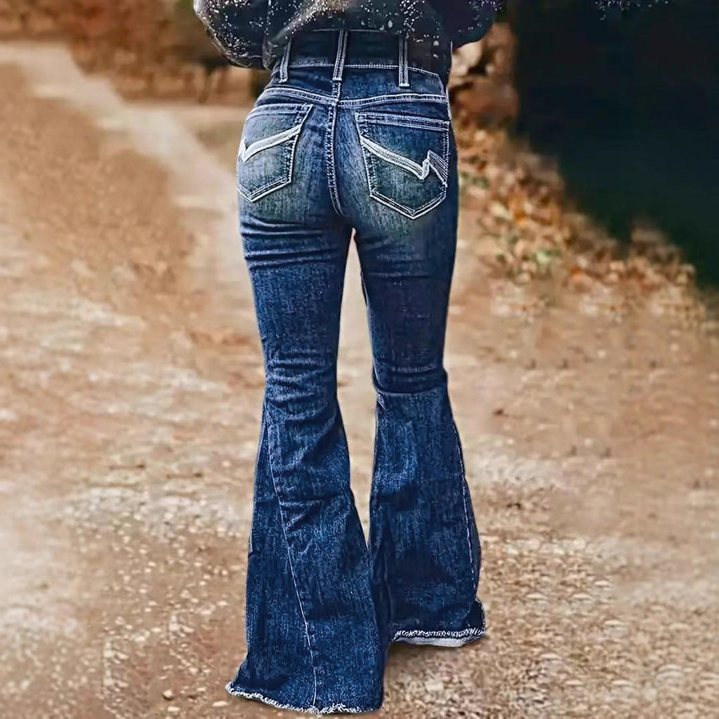 Ladies' Elastic Lifting Buttocks Slimming And Waist Cinching Jeans