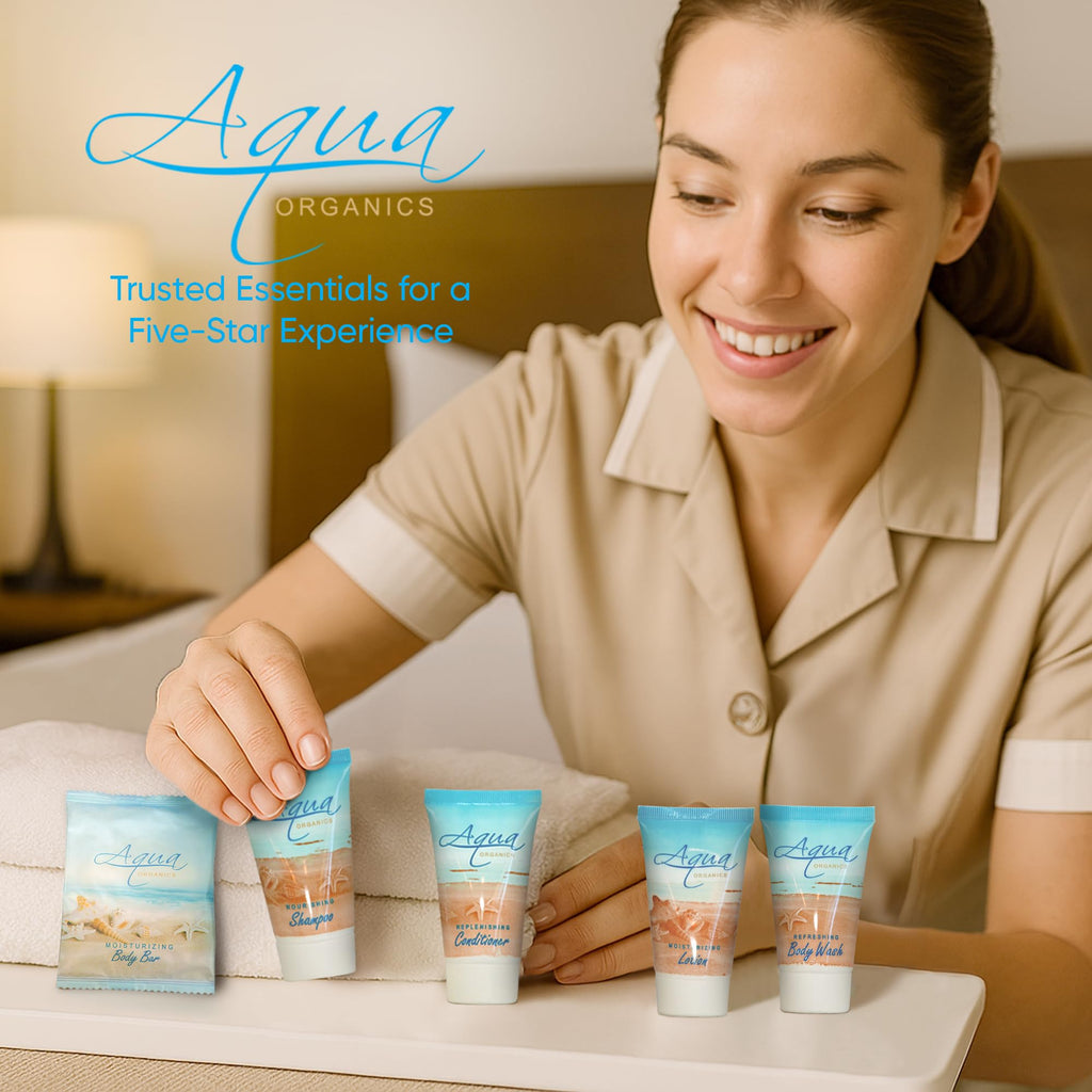 1-Shoppe All-in-Kit Aqua Organics Hotel Toiletries Bulk Set – 300 Pieces, 1oz Travel Sizes
