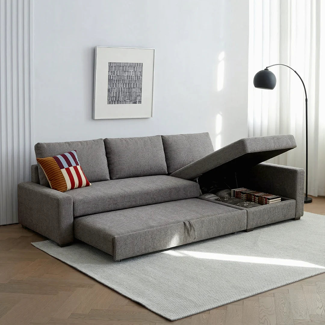 Edwards Three Seater Corner Sofa Bed With Storage, Linen