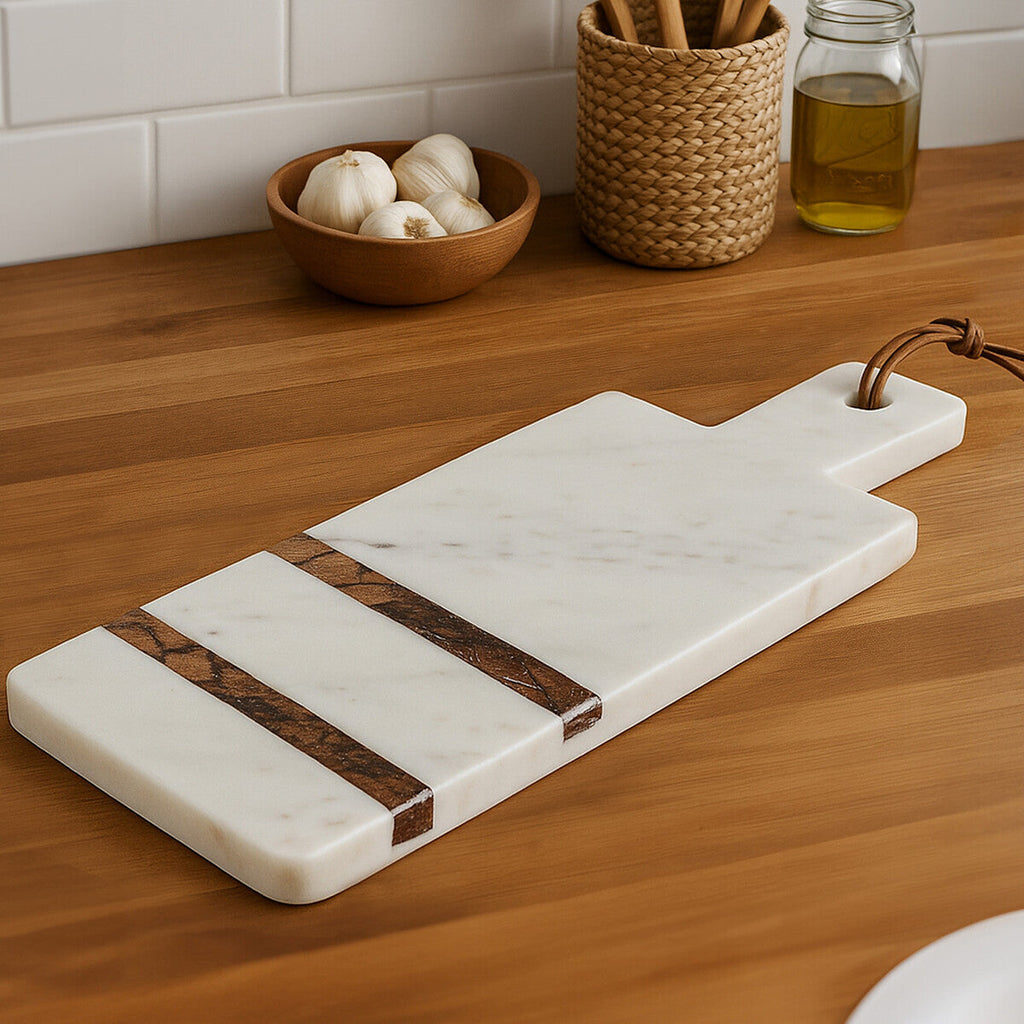 Annika White and Brown Marble Paddle Board with Brown Forest Detail