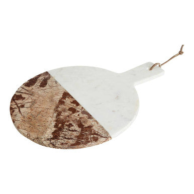 Annika White and Brown Marble Round Paddle Board with Handle