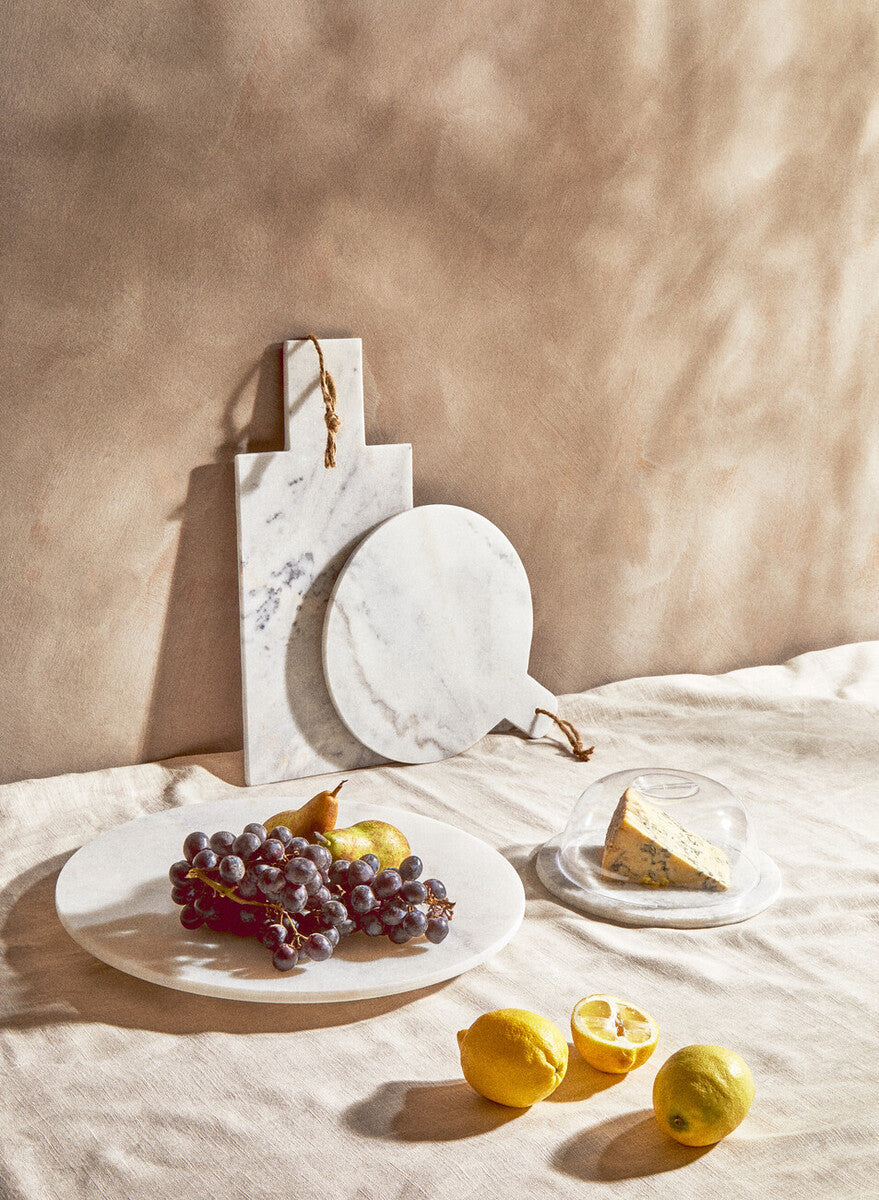Kindia Rectangular White Marble Paddle Chopping and Serving Board