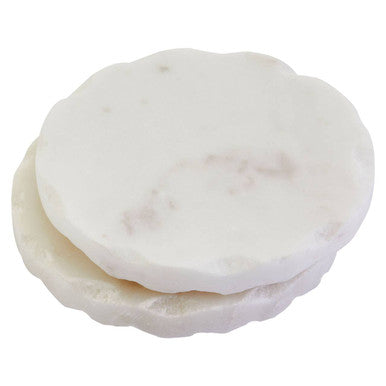 Kindia Set of Four White Marble Rustic Edge Coasters