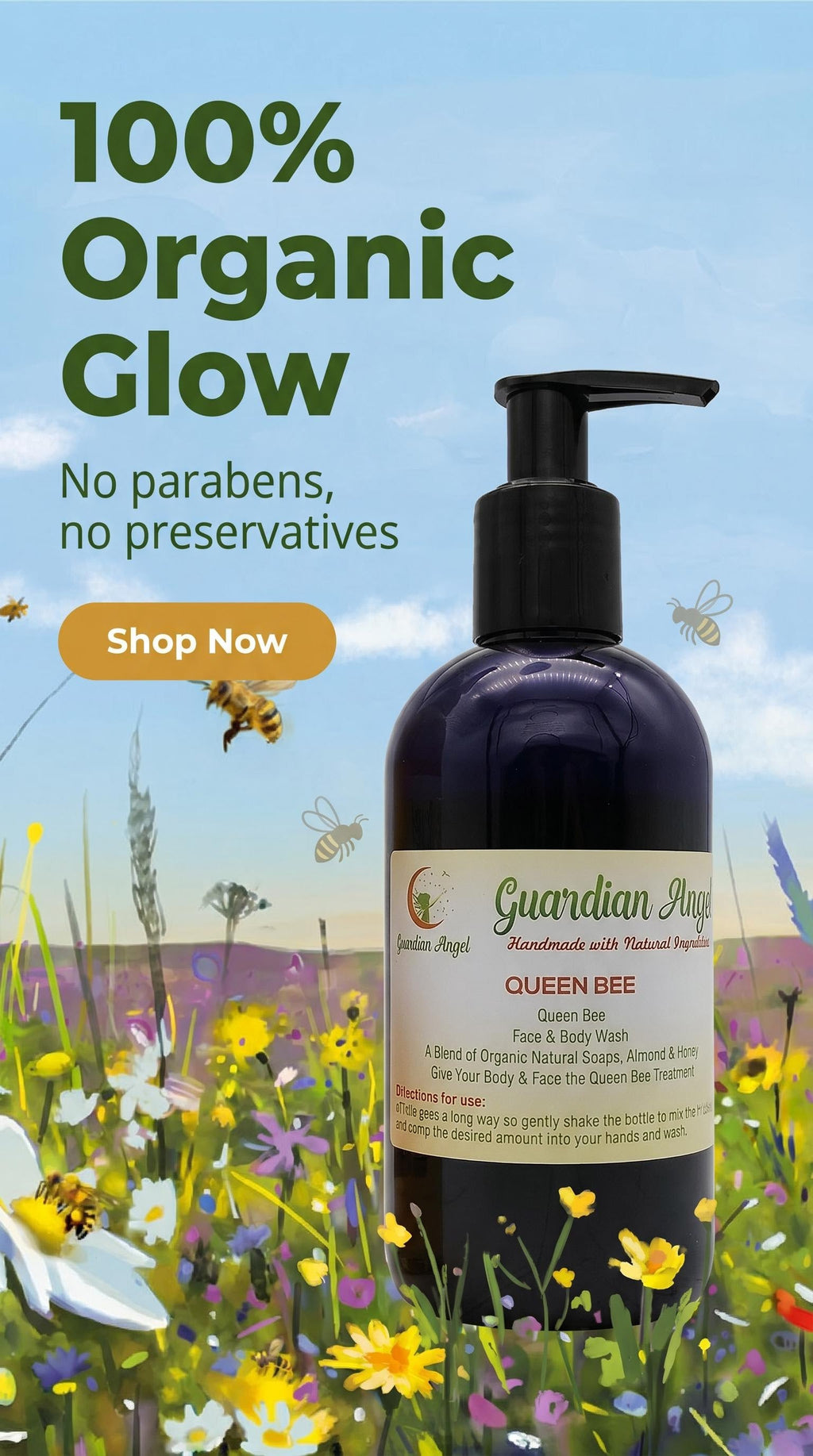 Queen Bee 100% Organic Body and Face Wash Gel