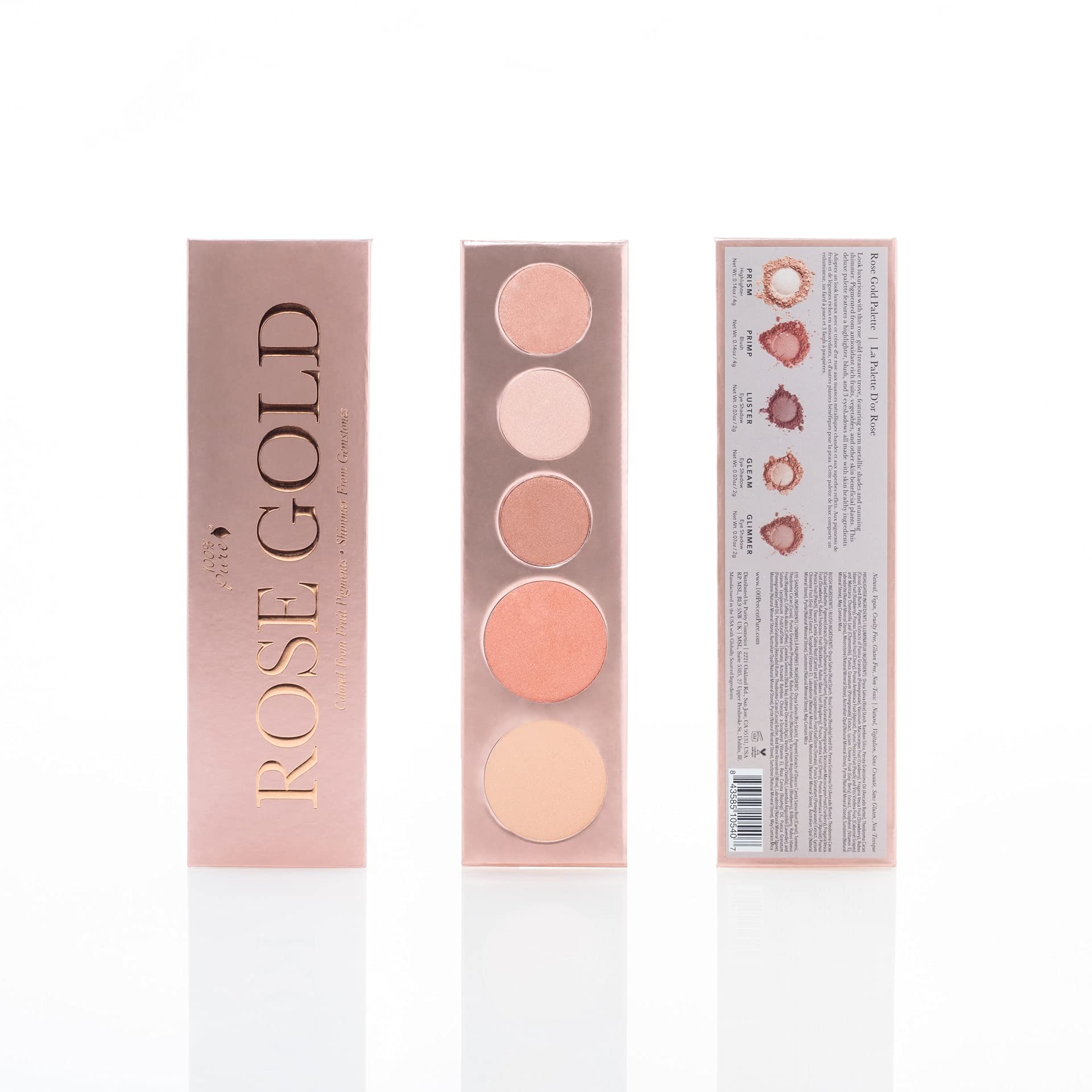 100% PURE Rose Gold Makeup Palette – All-In-One, Fruit Pigmented, Vegan