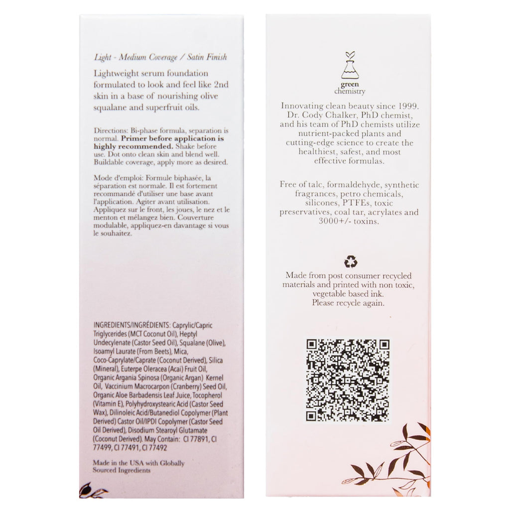 100% PURE 2nd Skin Lightweight Serum Foundation Shade 1 – Neutral Yellow Undertone (1.18 fl oz)