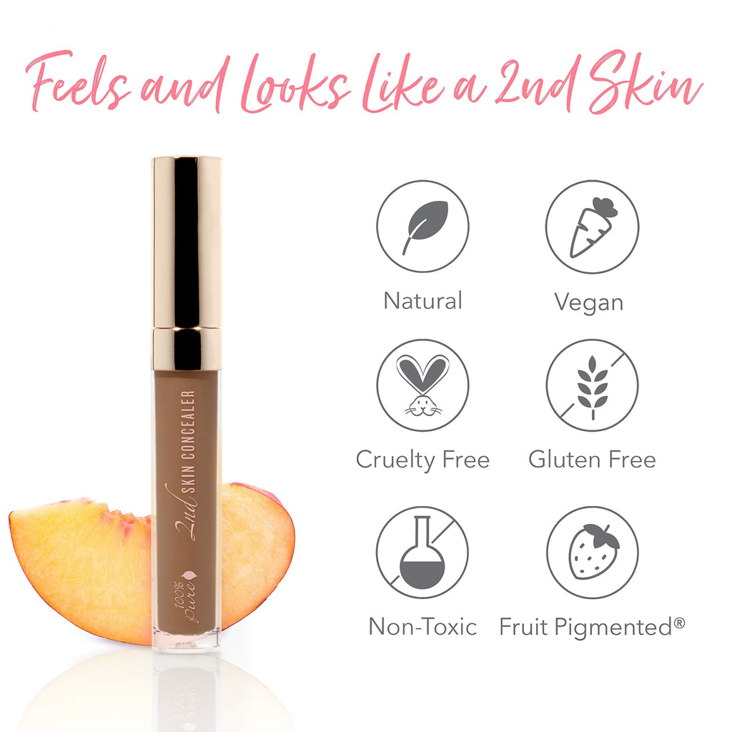 100% Pure 2nd Skin Concealer Shade 7 – Full Coverage, Lightweight, Fruit-Pigmented, Vegan (Deep Skin, Cool-Neutral) - 0.17 fl oz
