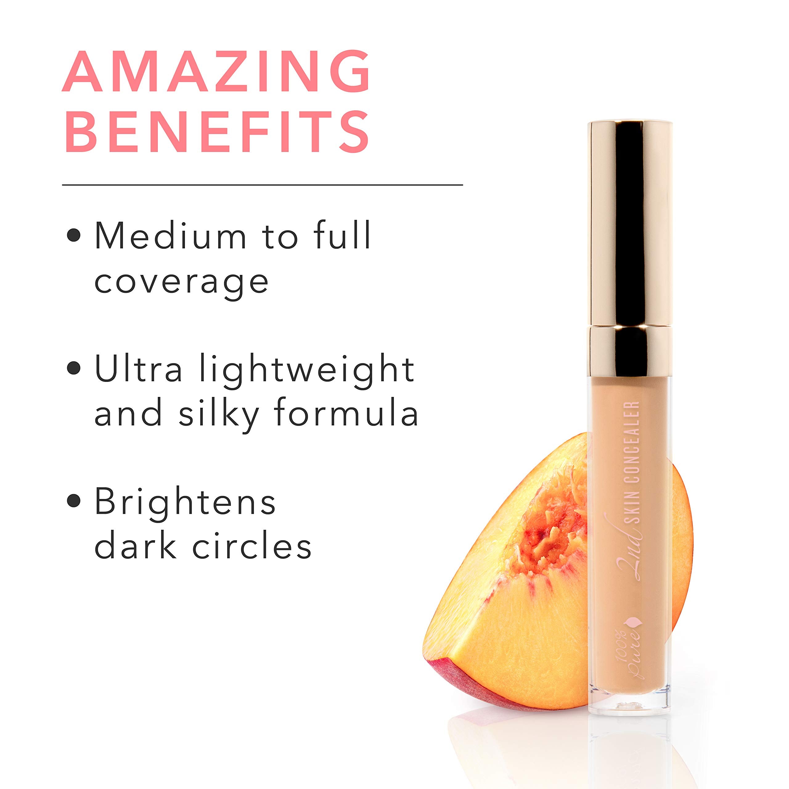 100% PURE 2nd Skin Concealer Shade 4 – Full Coverage, Lightweight, Fruit Pigmented, Vegan