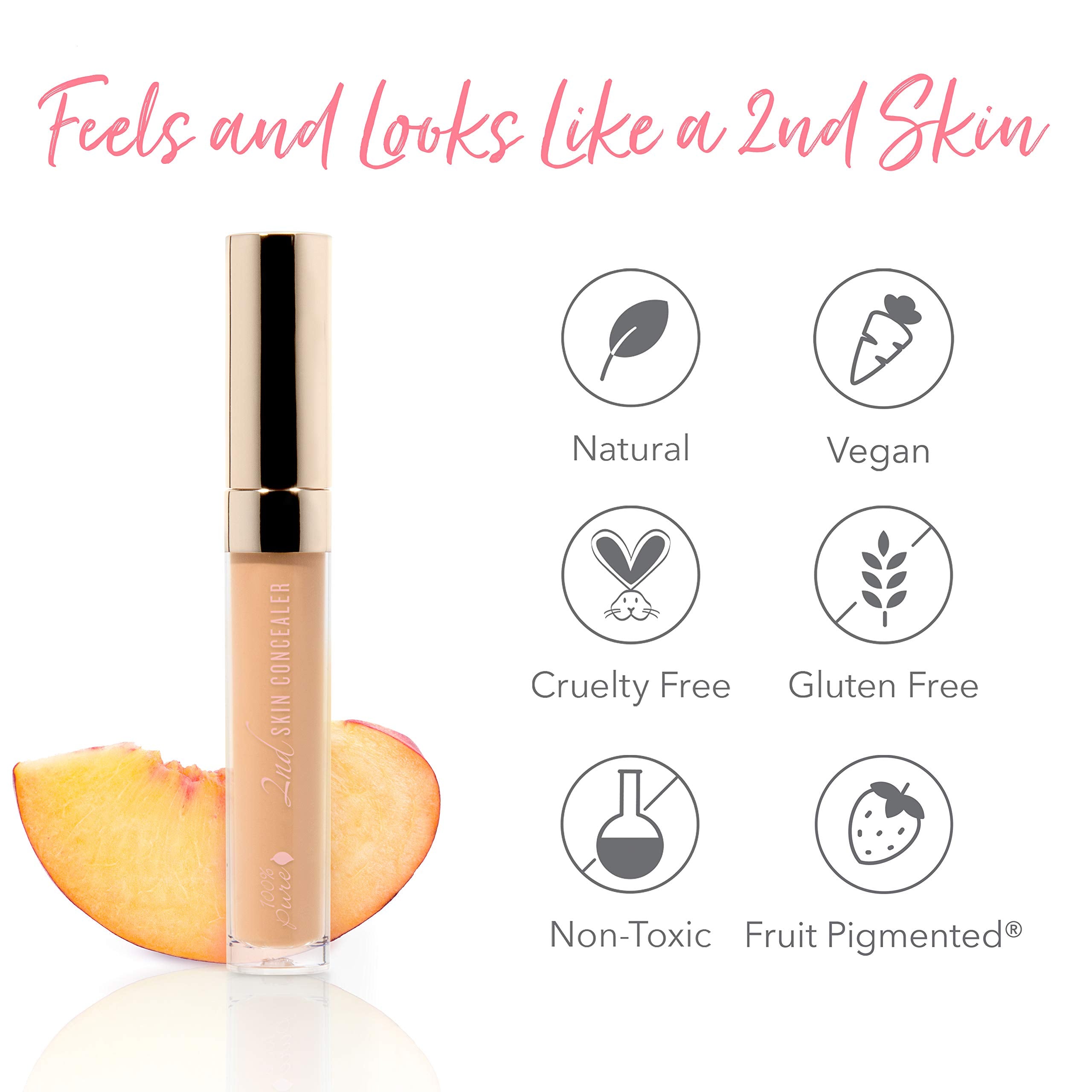 100% PURE 2nd Skin Concealer Shade 4 – Full Coverage, Lightweight, Fruit Pigmented, Vegan
