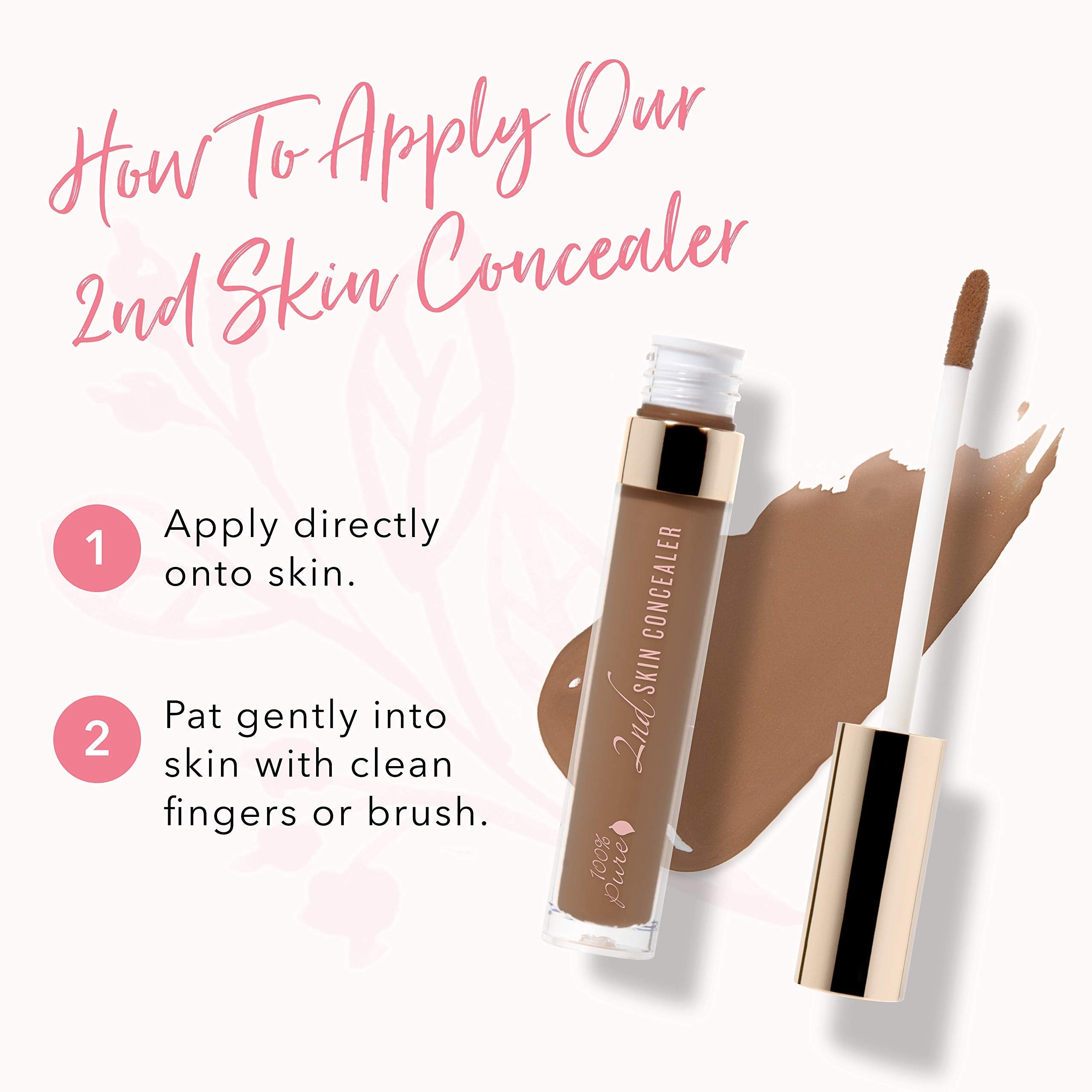 100% Pure 2nd Skin Concealer Shade 7 – Full Coverage, Lightweight, Fruit-Pigmented, Vegan (Deep Skin, Cool-Neutral) - 0.17 fl oz