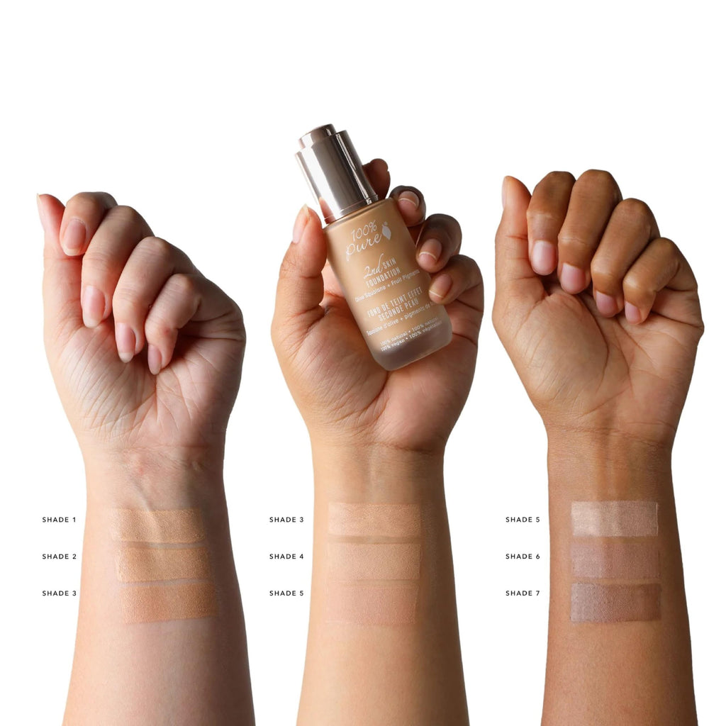 100% PURE 2nd Skin Lightweight Serum Foundation Shade 1 – Neutral Yellow Undertone (1.18 fl oz)
