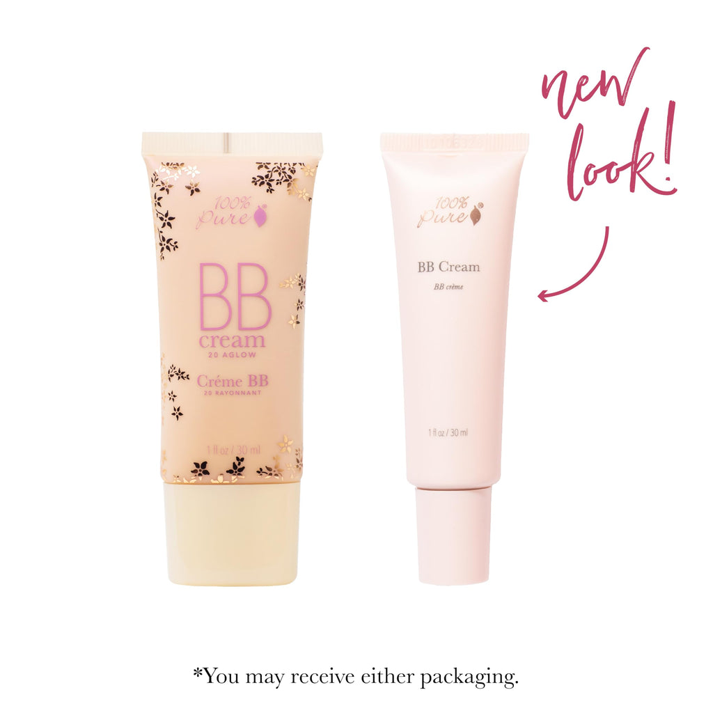 100% PURE BB Cream Shade 20 Aglow – All-in-One Primer, Concealer & Foundation (Dewy, Warm Undertone) – Vegan