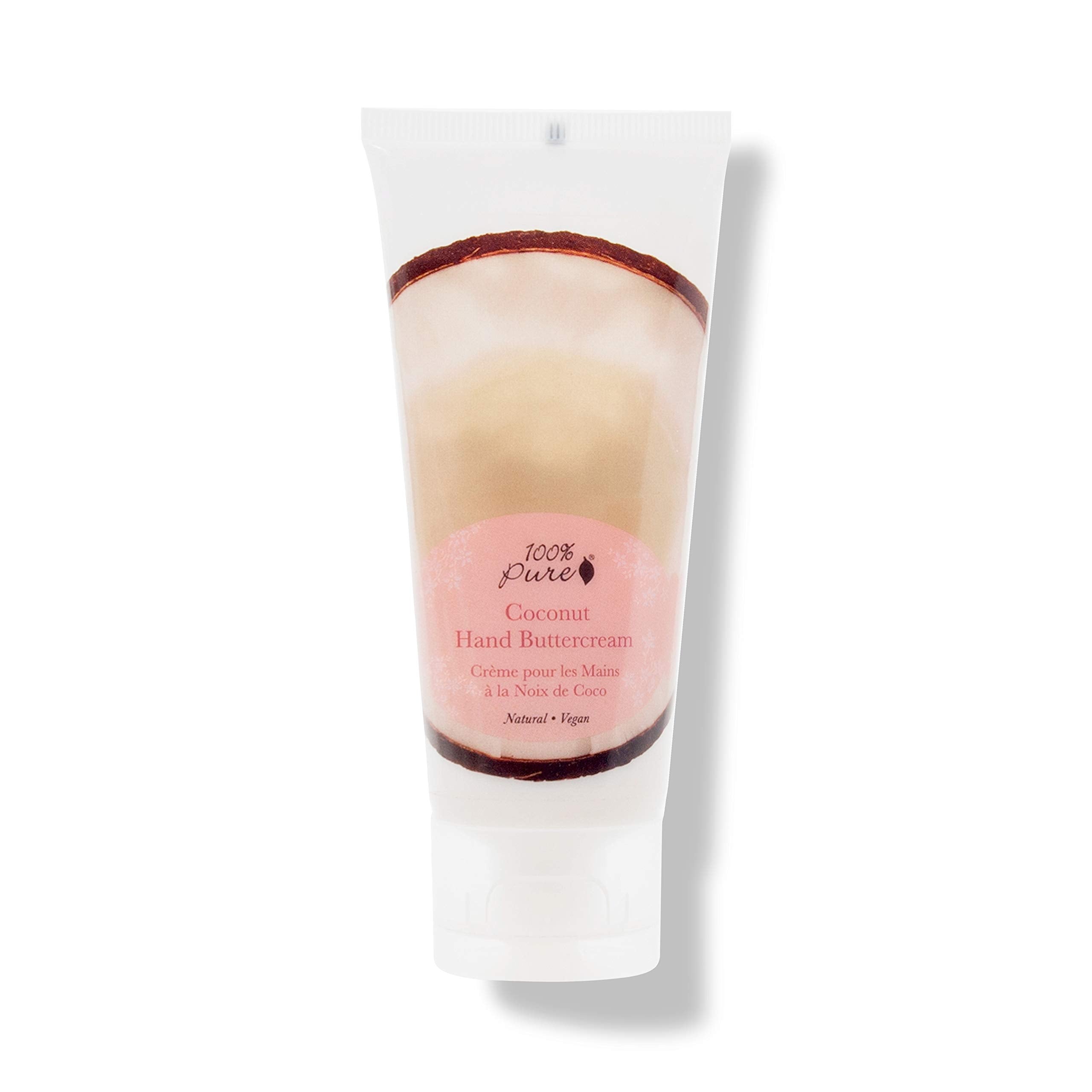 100% PURE Coconut Vegan Hand Cream — Shea Butter Moisturizer for Dry Skin, 2 oz