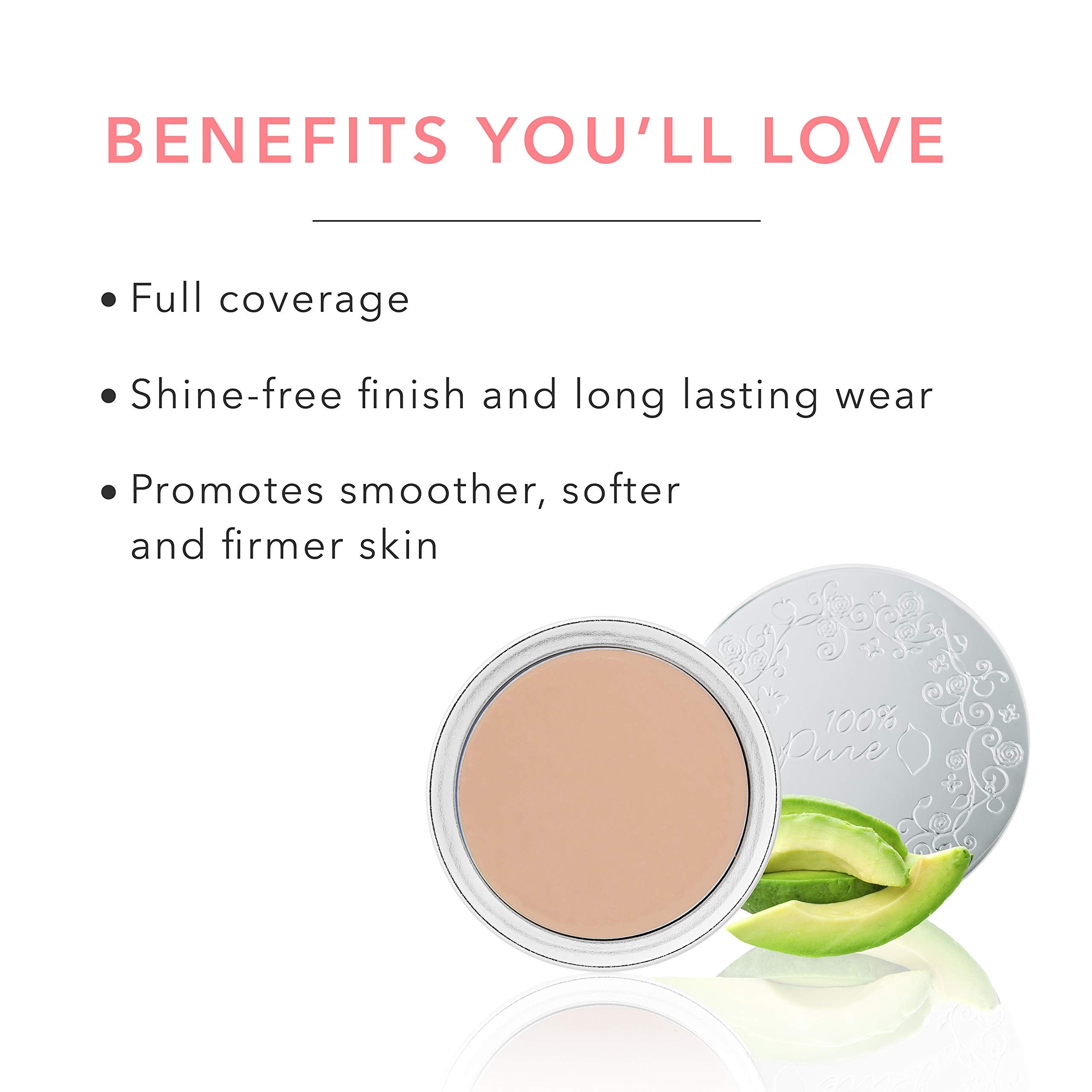 100% PURE Cream Foundation Concealer Sand – Matte, Hydrating, Vegan for Light/Medium Neutral Skin