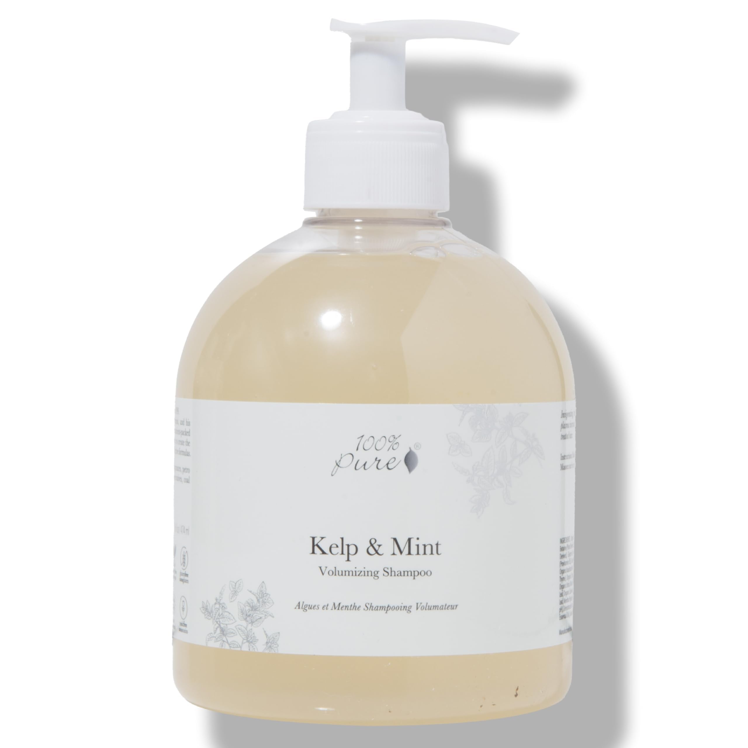 100% PURE Kelp & Mint Volumizing Shampoo – Purifying Detox for Dry, Damaged, Thinning Hair | Sulfate Free 16 Fl Oz